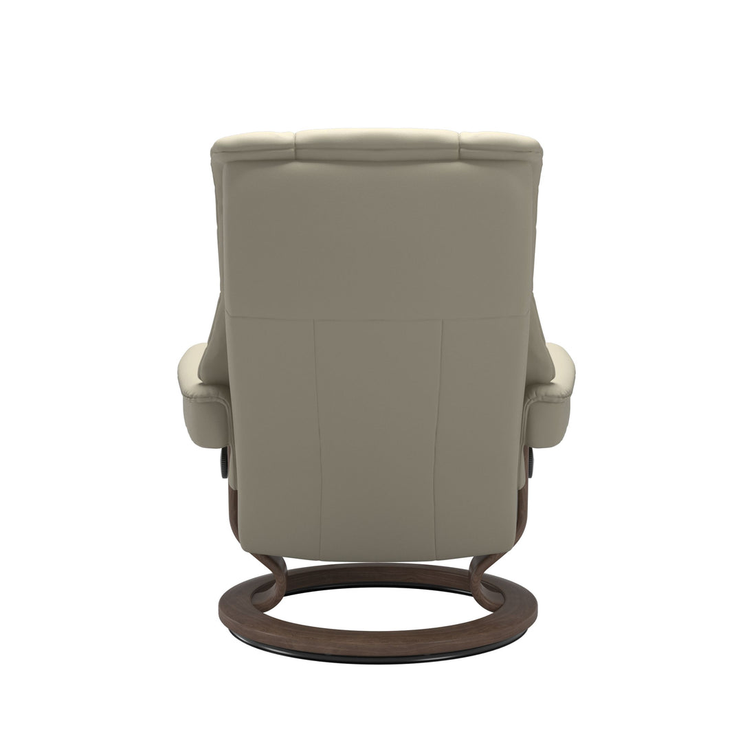 Stressless Mayfair Recliner Classic Base in Paloma Light Grey, Walnut, back view
