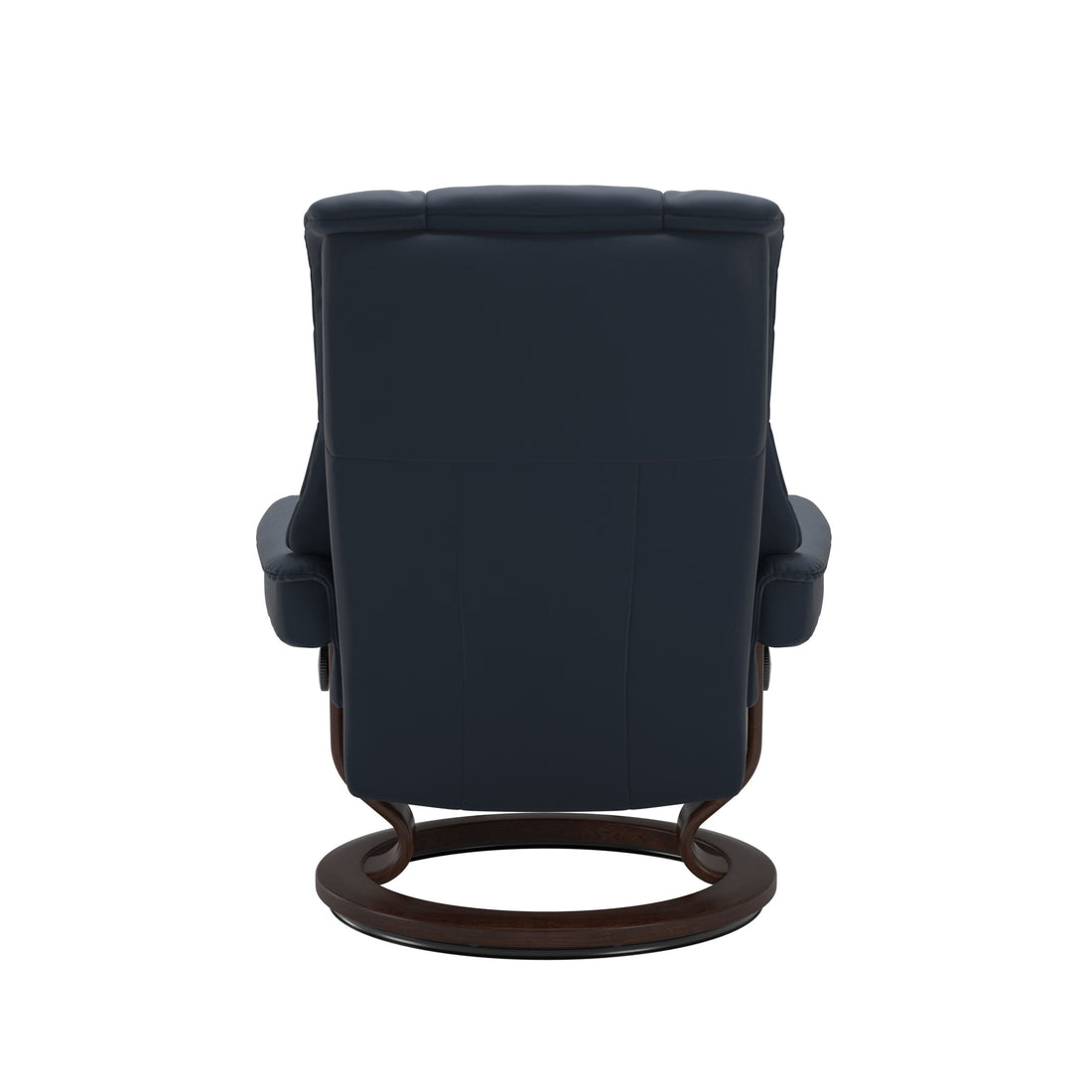 Stressless Mayfair Recliner Classic Base in Paloma Oxford Blue, Brown, back view