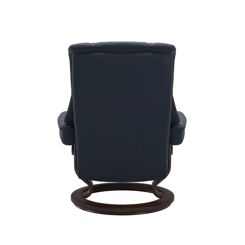 Mayfair Recliner - Classic Base - Paloma Oxford Blue - Brown Wood