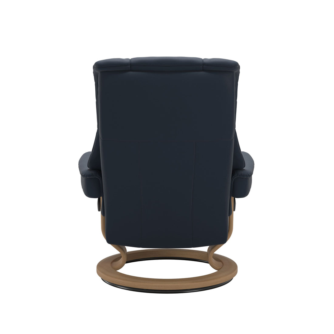 Stressless Mayfair Recliner Classic Base in Paloma Oxford Blue, Oak, back view