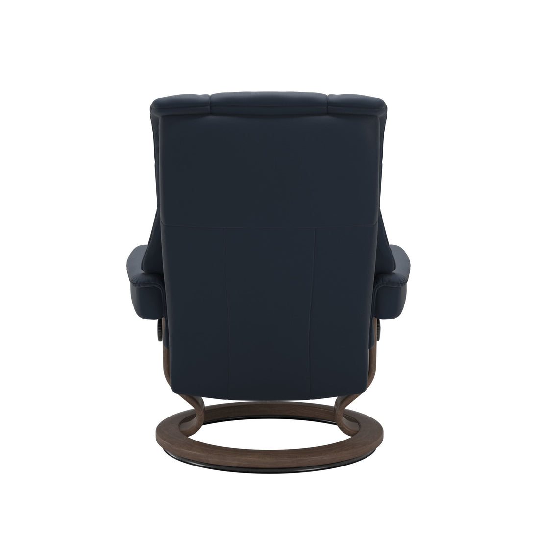 Stressless Mayfair Recliner Classic Base in Paloma Oxford Blue, Walnut, back view