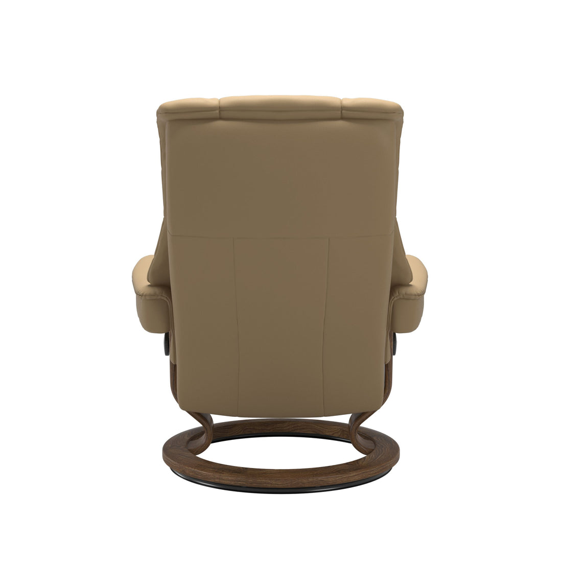 Stressless Mayfair Recliner Classic Base in Paloma Sand, Teak, back view