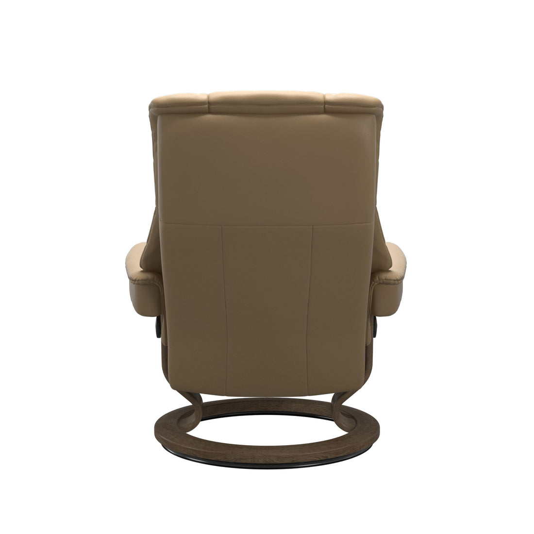 Stressless Mayfair Recliner Classic Base in Paloma Sand, Smoked Oak, back view