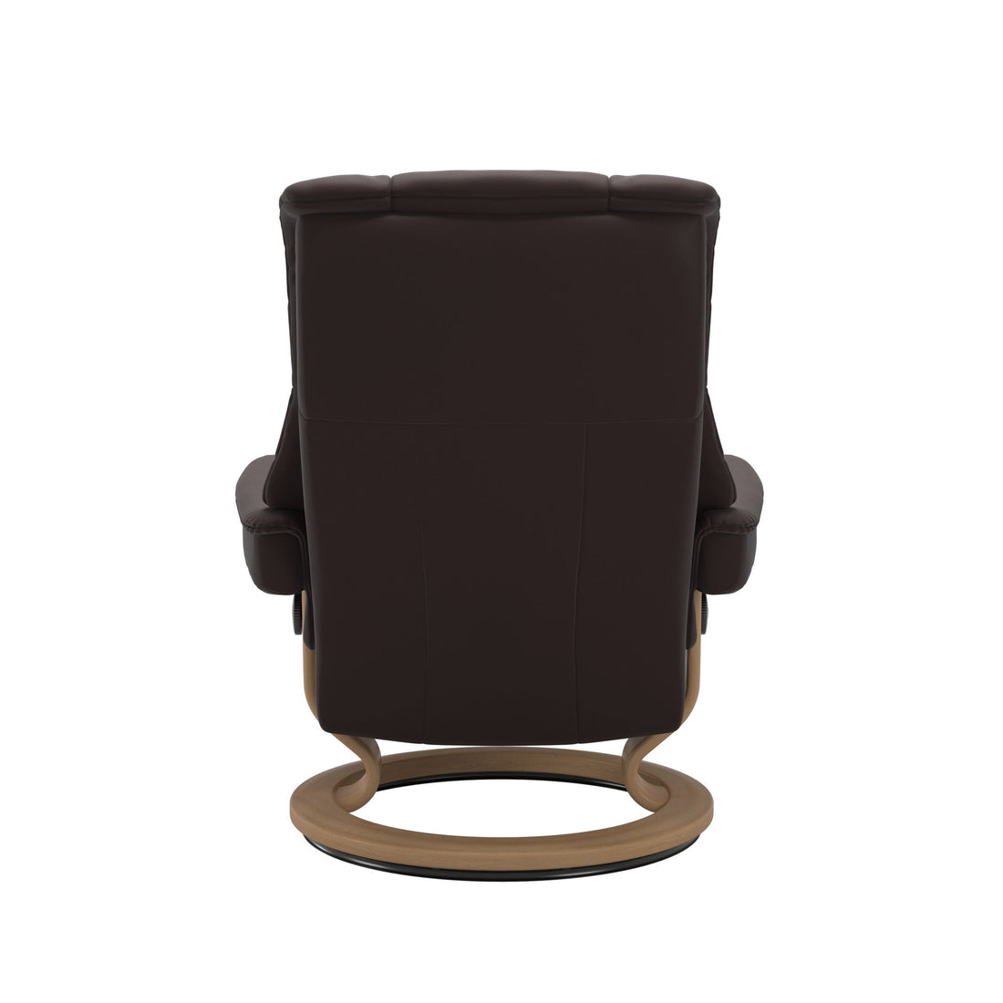 Stressless Mayfair Recliner Classic Base in Paloma Chocolate, Oak, back view