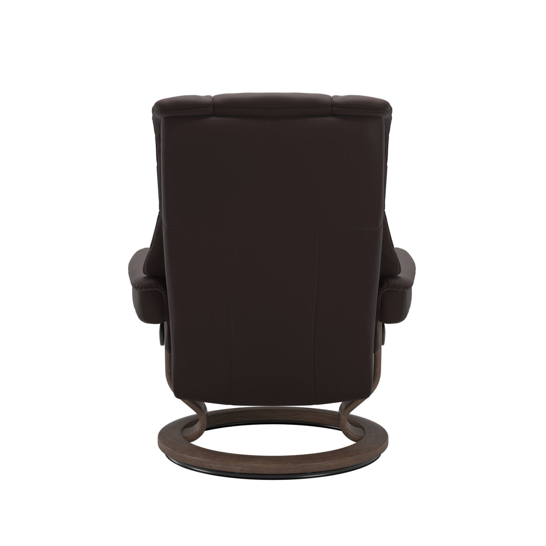 Stressless Mayfair Recliner Classic Base in Paloma Chocolate, Walnut, back view