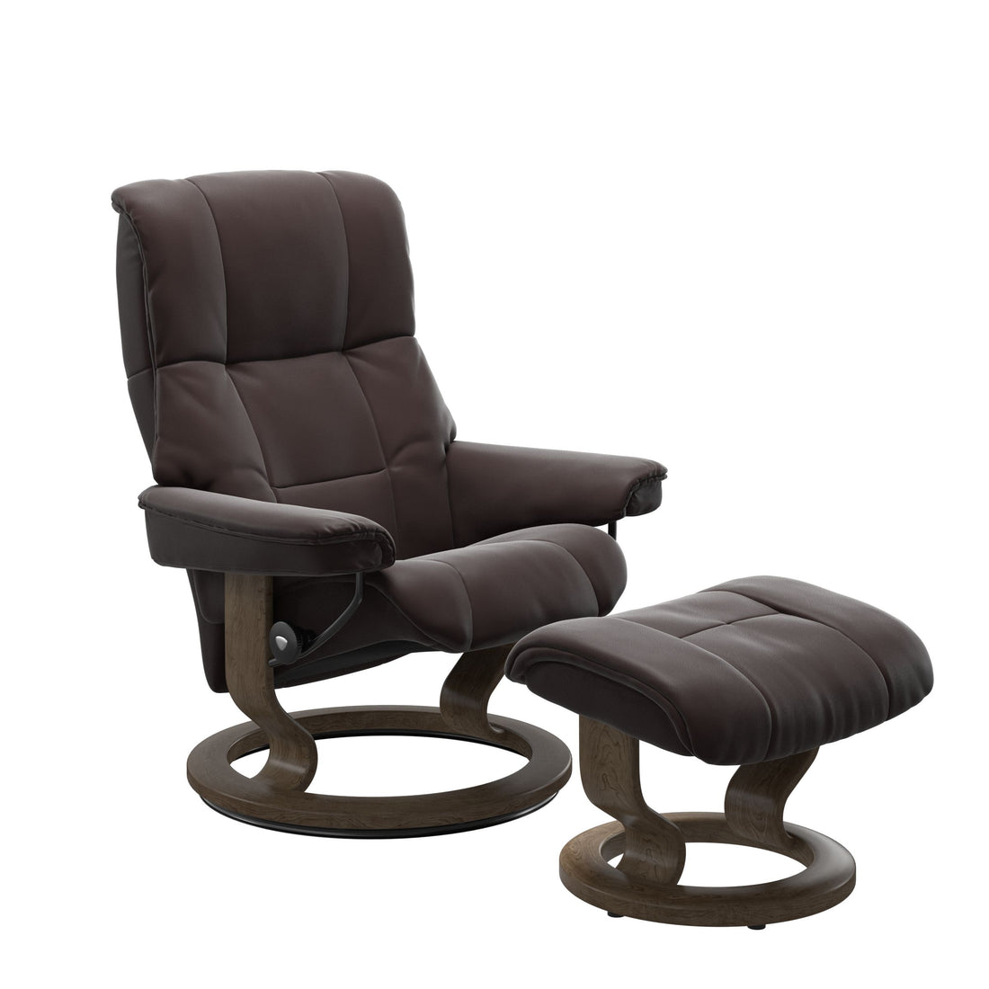Stressless Mayfair Recliner Classic Base in Paloma Chocolate, Smoked Oak, front view