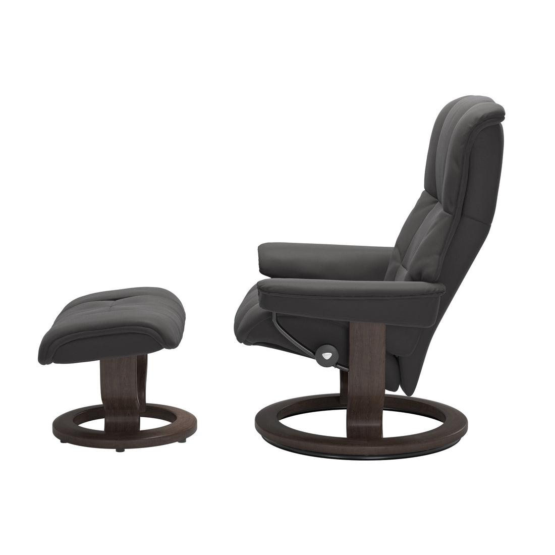 Stressless Mayfair Recliner Classic Base in Paloma Rock, Wenge, side view