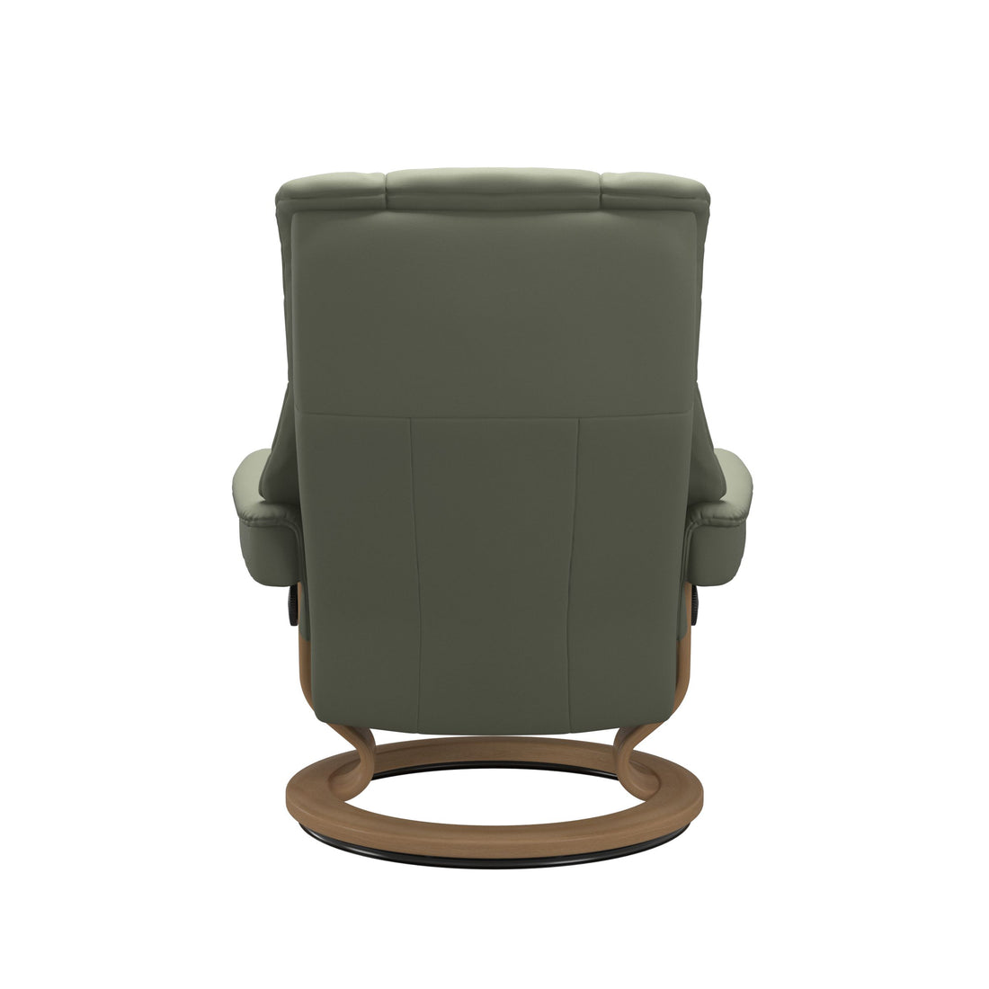 Stressless Mayfair Recliner Classic Base in Paloma Shadow Green, Oak, back view