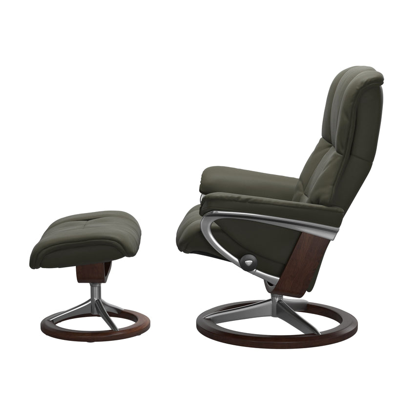 Mayfair Recliner - Signature Base - Paloma Dark Olive - Brown Wood