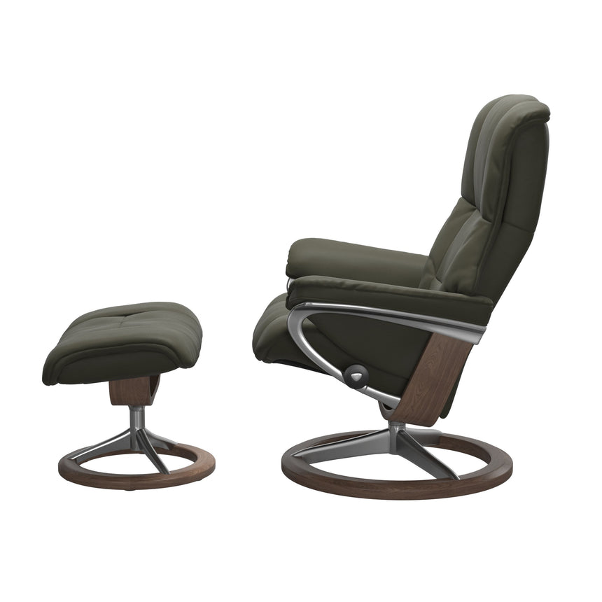 Mayfair Recliner - Signature Base - Paloma Dark Olive - Walnut Wood