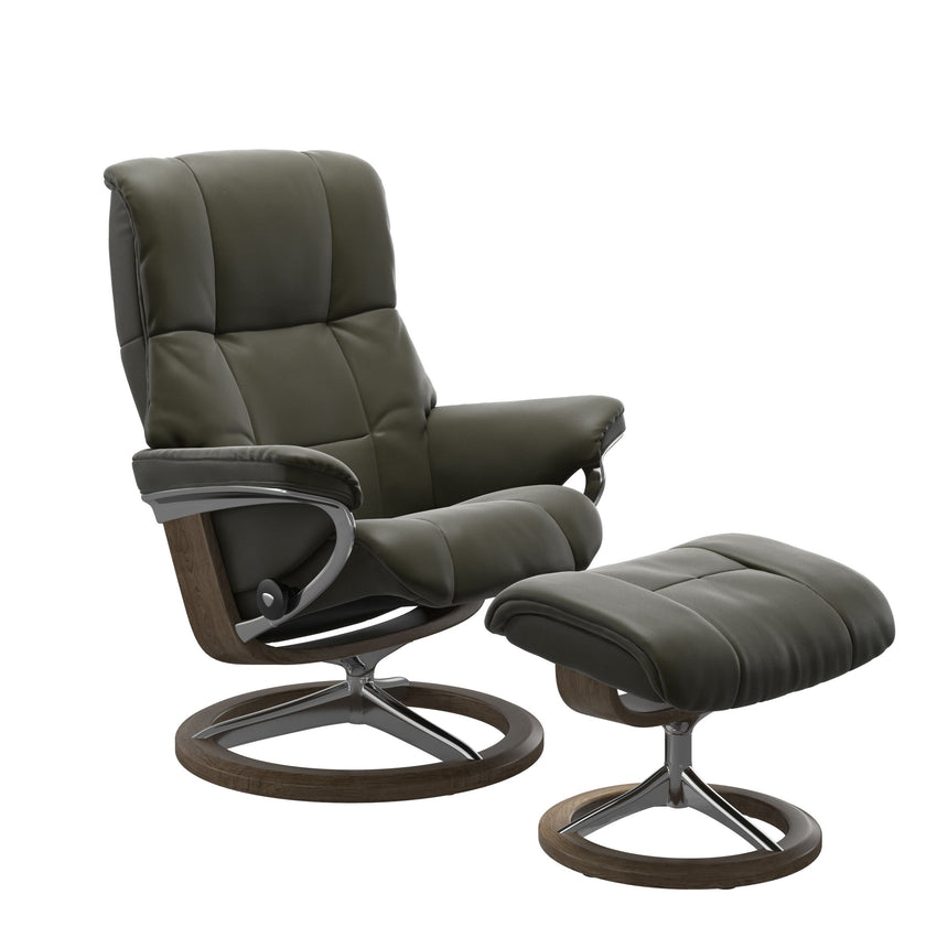 Mayfair Recliner - Signature Base - Paloma Dark Olive - Smoked Oak Wood