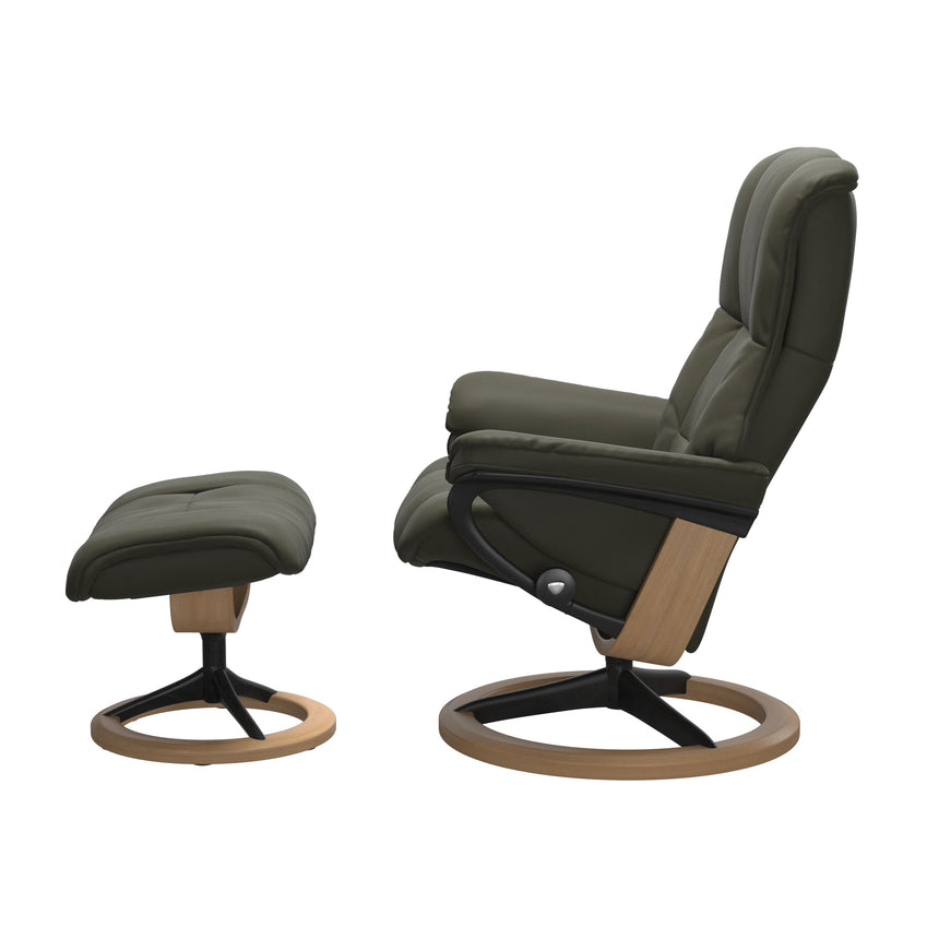 Mayfair Recliner - Signature Base - Paloma Dark Olive - Oak (with Matte Black) Wood