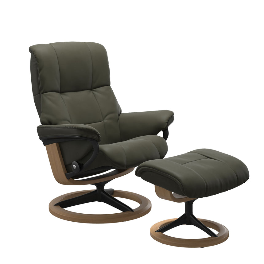 Mayfair Recliner - Signature Base - Paloma Dark Olive - Oak (with Matte Black) Wood