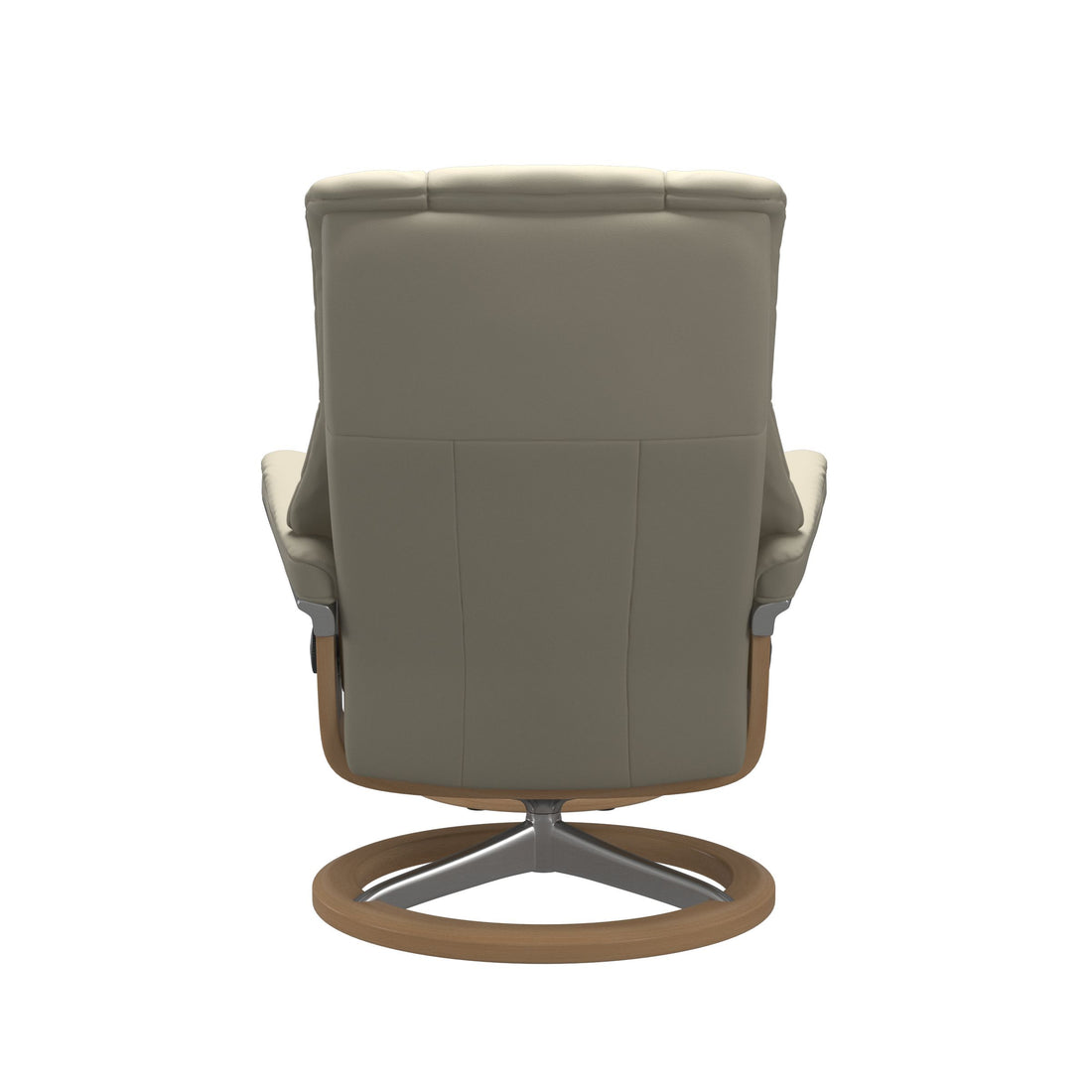 Stressless Mayfair Recliner Signature Base in Paloma Light Grey, Oak, back view