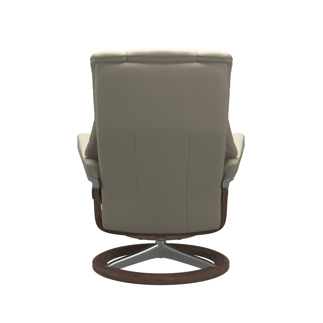 Stressless Mayfair Recliner Signature Base in Paloma Light Grey, Walnut, back view