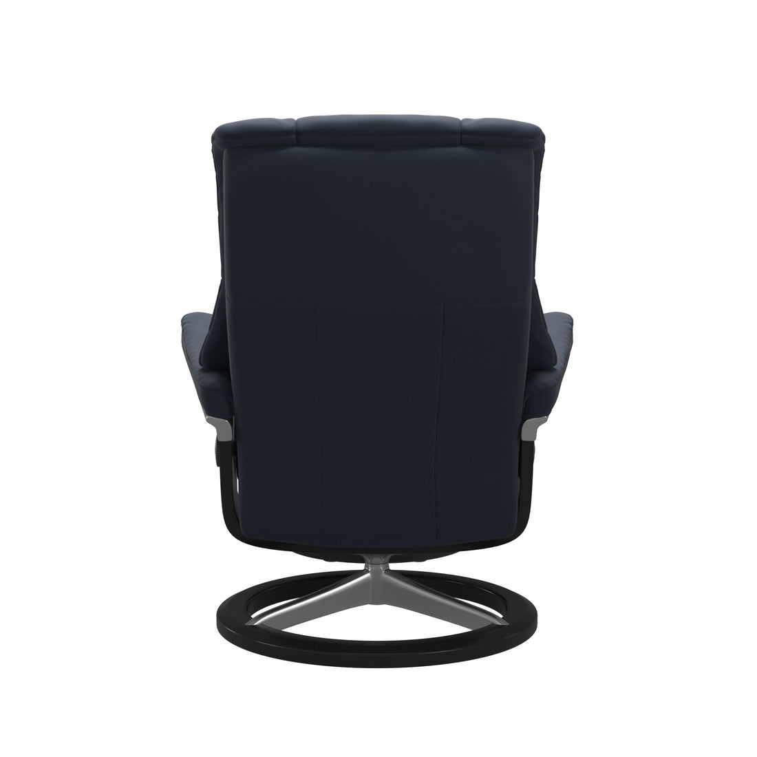Stressless Mayfair Recliner Signature Base in Paloma Oxford Blue, Black, back view