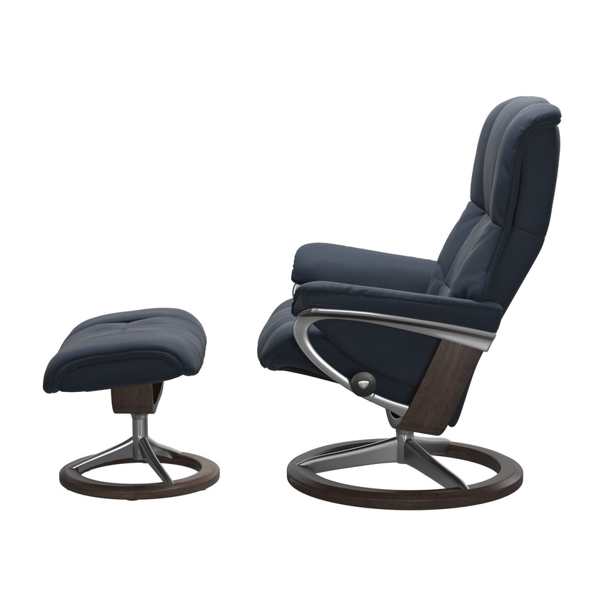 Mayfair Recliner - Signature Base - Paloma Oxford Blue - Wenge Wood