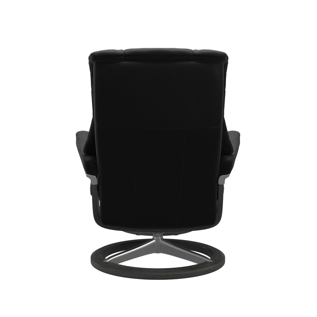 Stressless Mayfair Recliner Signature Base in Paloma Black, Grey, back view