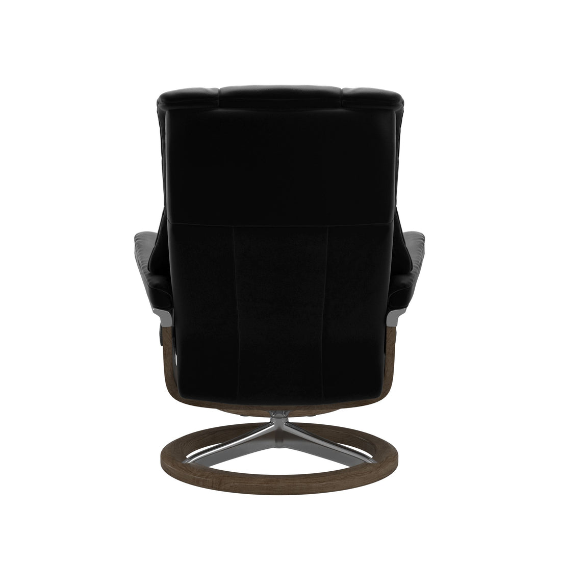Stressless Mayfair Recliner Signature Base in Paloma Black, Smoked Oak, back view