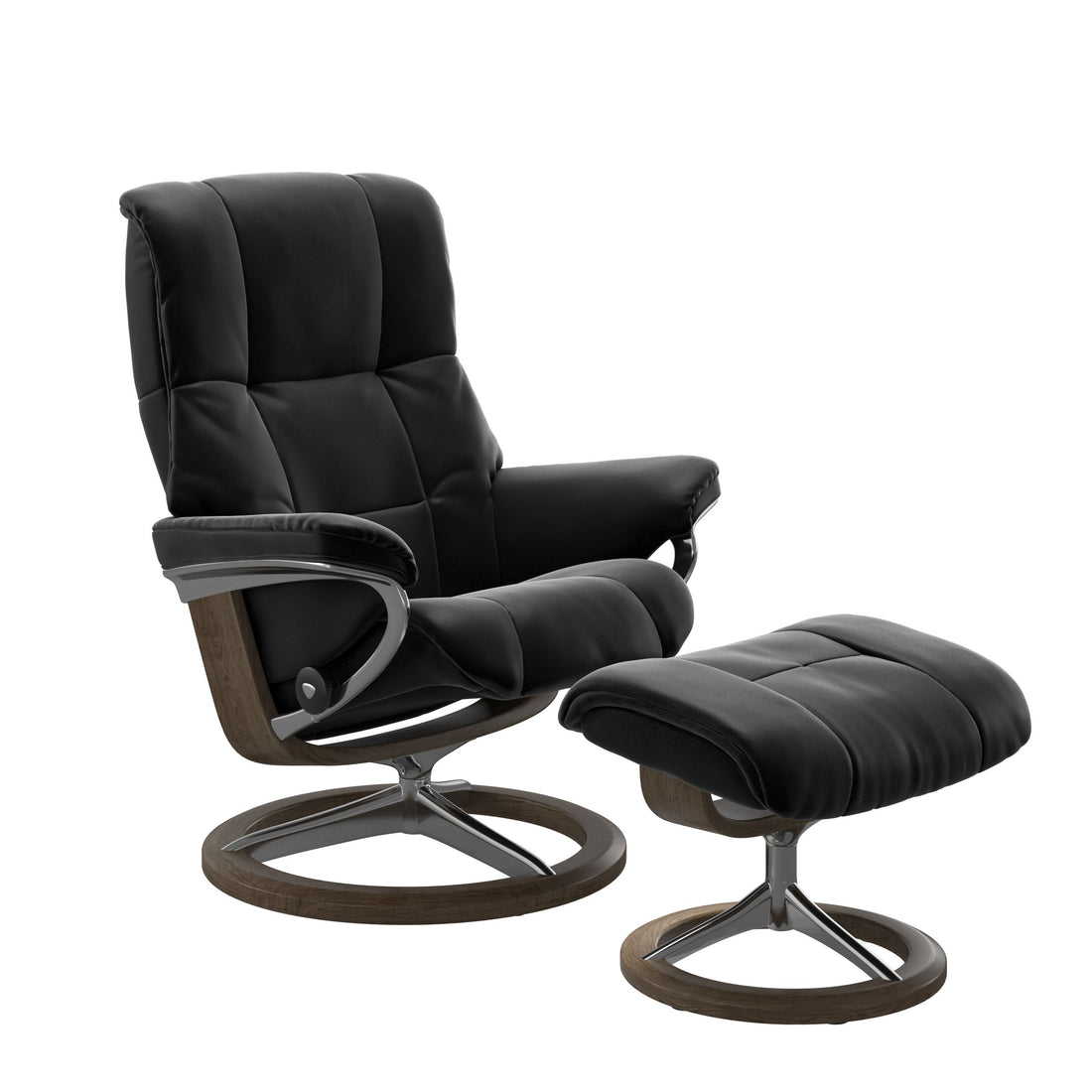 Stressless Mayfair Recliner Signature Base in Paloma Black, Smoked Oak, front view