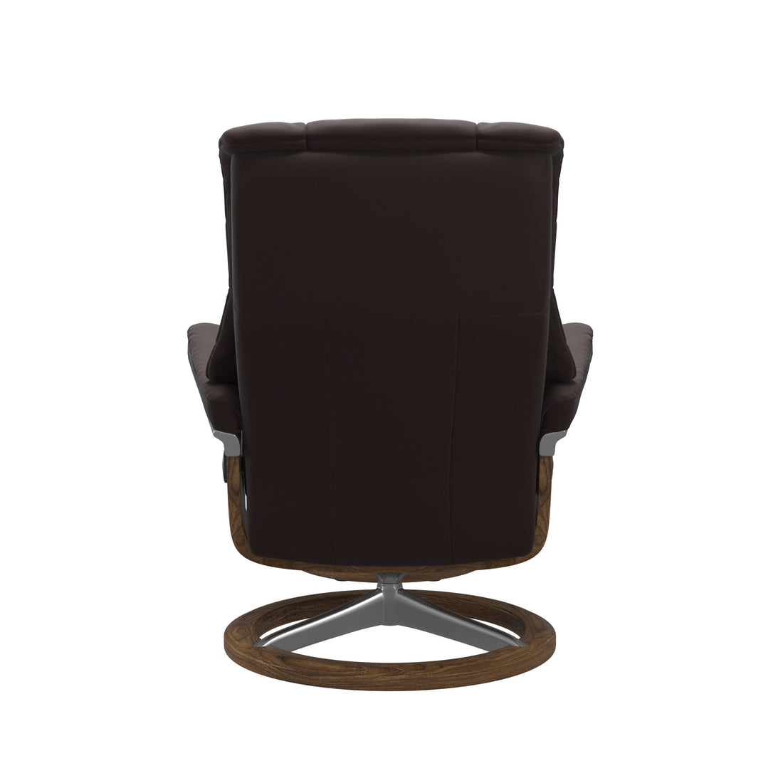 Stressless Mayfair Recliner Signature Base in Paloma Chocolate, Teak, back view