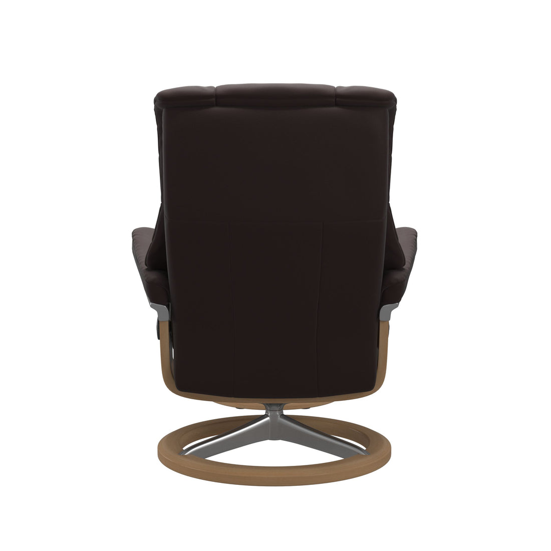 Stressless Mayfair Recliner Signature Base in Paloma Chocolate, Oak, back view