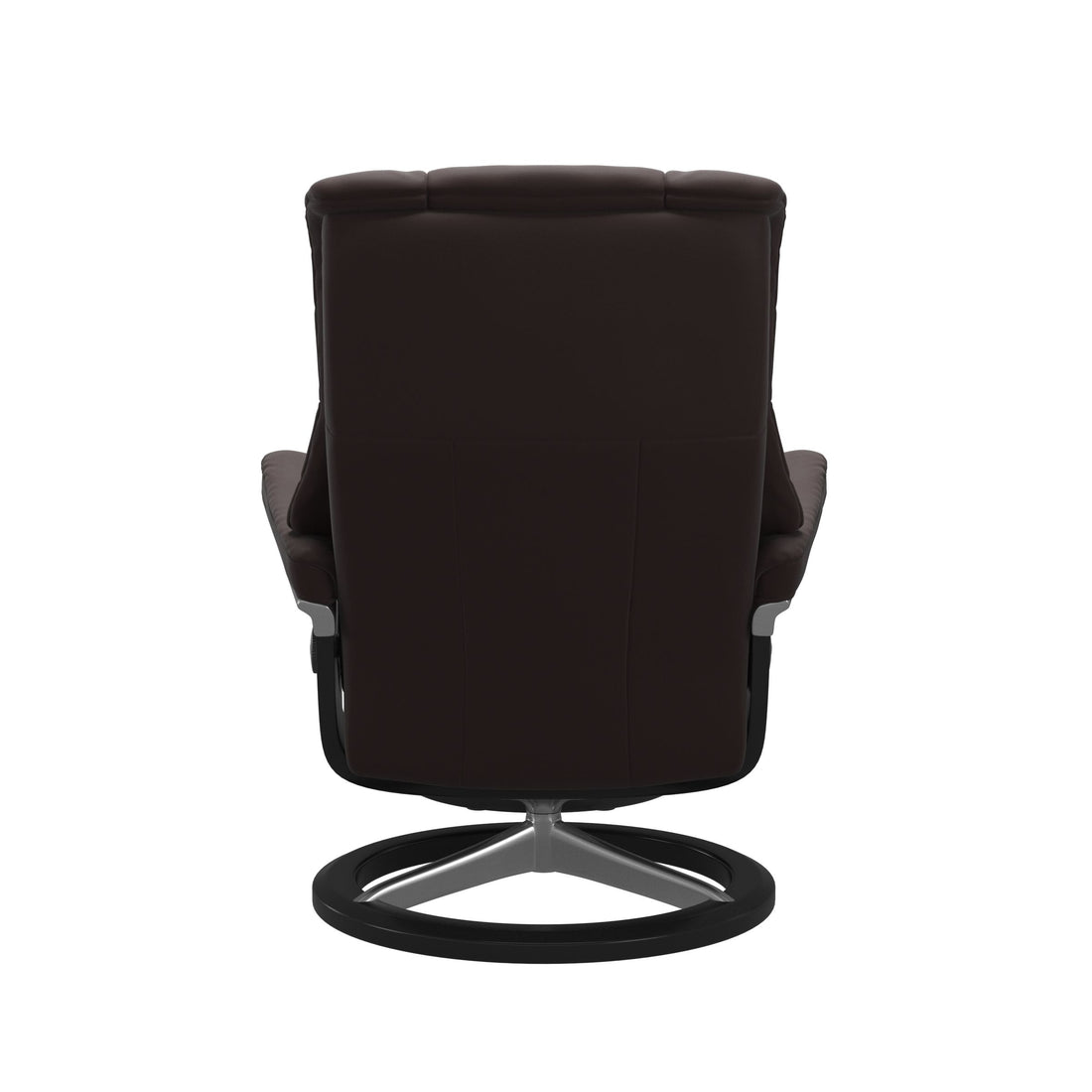 Stressless Mayfair Recliner Signature Base in Paloma Chocolate, Black, back view