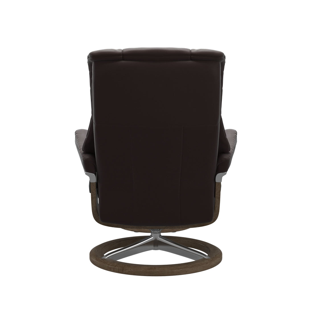 Stressless Mayfair Recliner Signature Base in Paloma Chocolate, Smoked Oak, back view