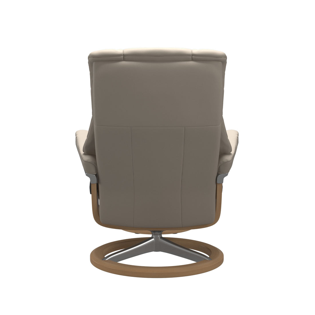 Stressless Mayfair Recliner Signature Base in Paloma Fog, Oak, back view