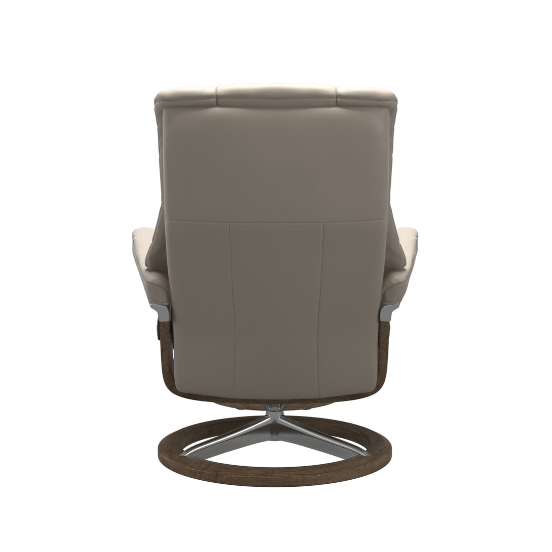 Stressless Mayfair Recliner Signature Base in Paloma Fog, Smoked Oak, back view