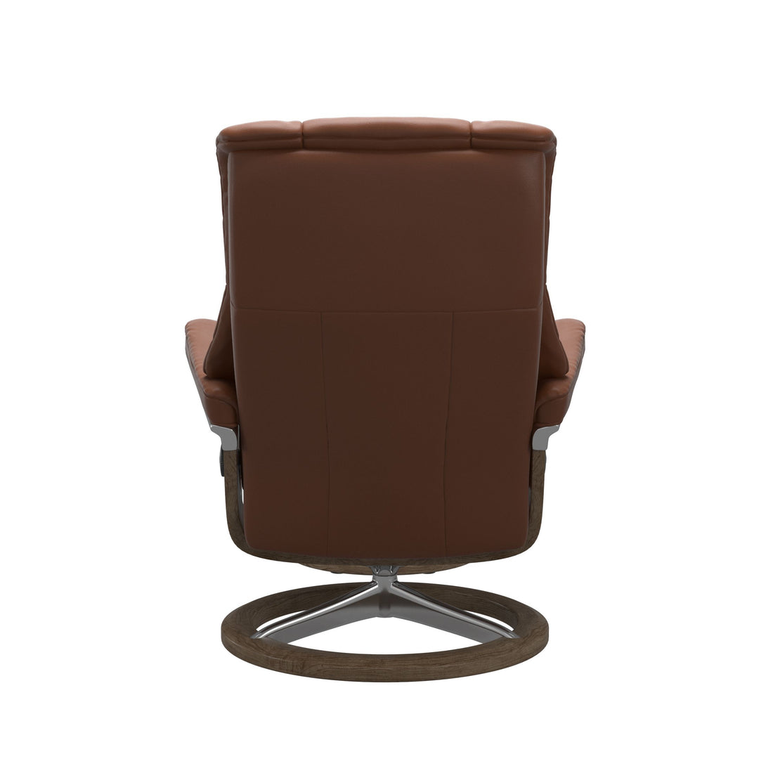 Stressless Mayfair Recliner Signature Base in Paloma New Cognac, Smoked Oak, back view