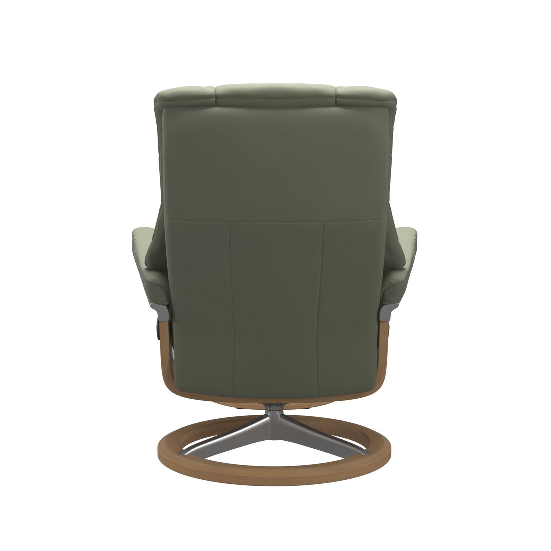 Stressless Mayfair Recliner Signature Base in Paloma Shadow Green, Oak, back view