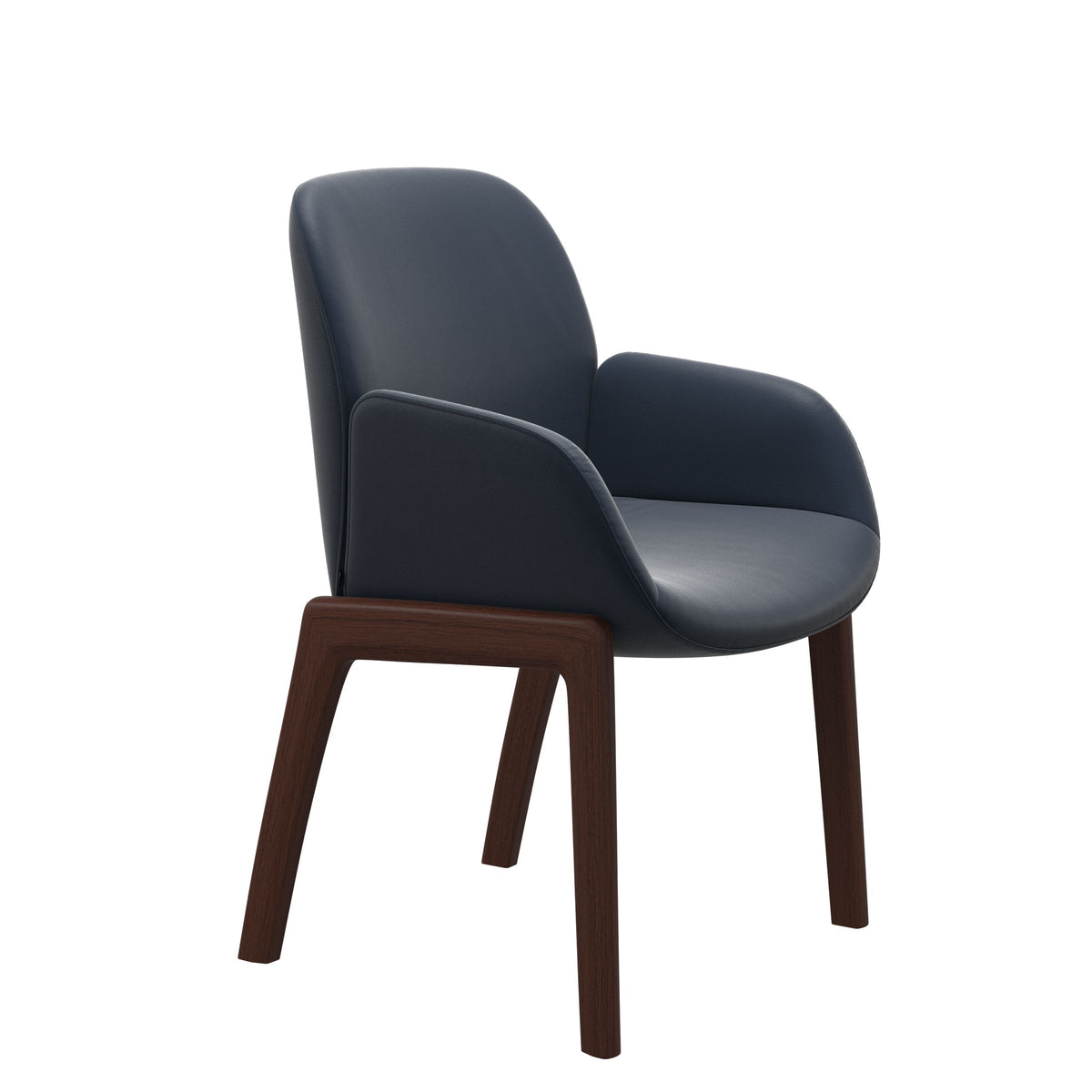 Bay Low Back Dining Chair - Paloma Oxford Blue - Walnut - Armchair