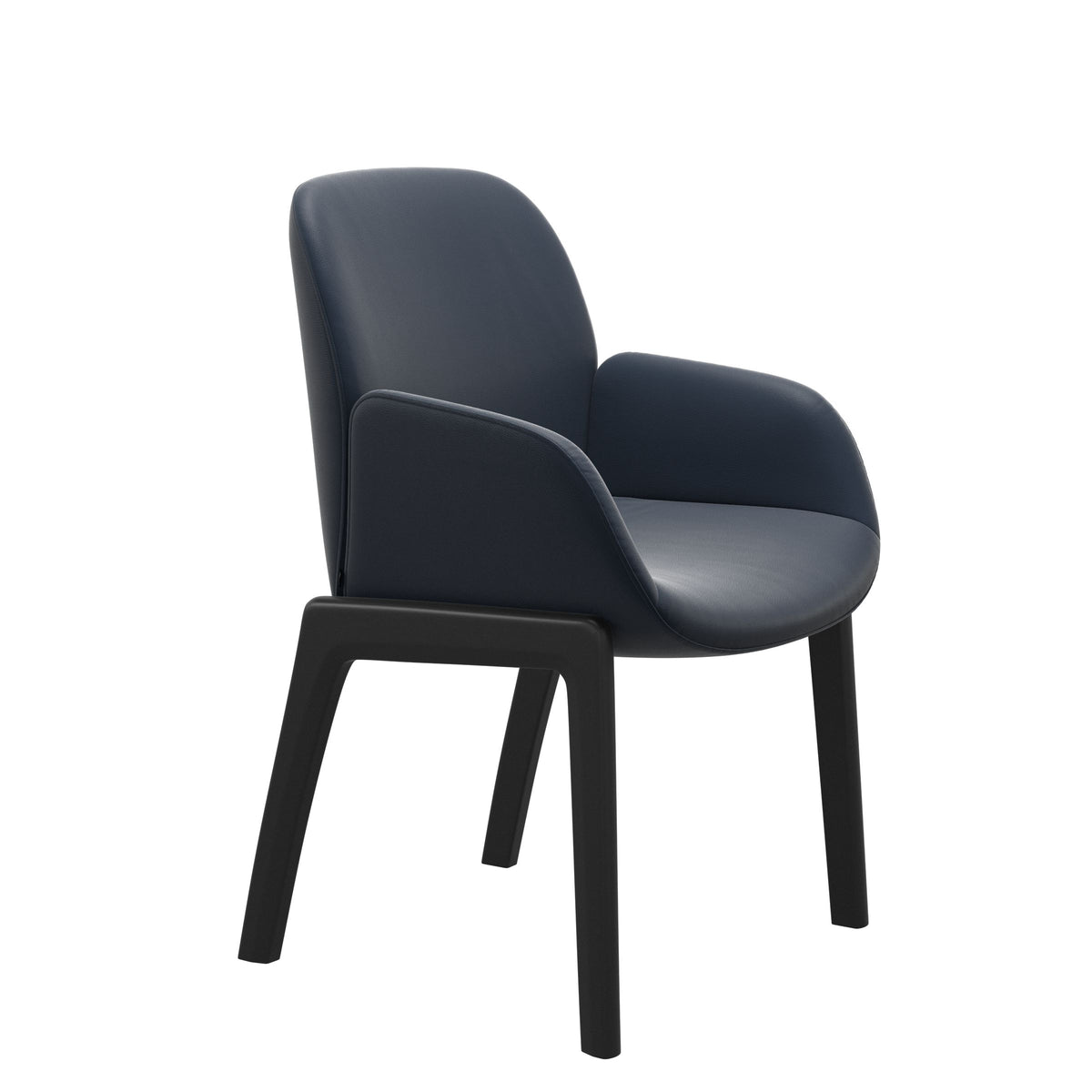 Bay Low Back Dining Chair - Paloma Oxford Blue - Black - Armchair