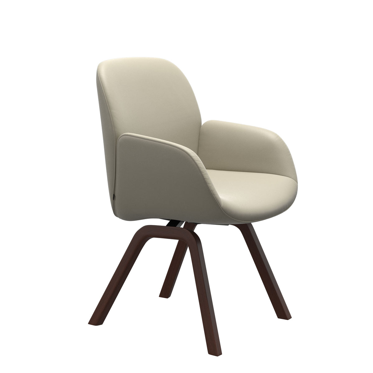 Bay Low Back Dining Chair - Paloma Light Grey - Walnut - Armchair