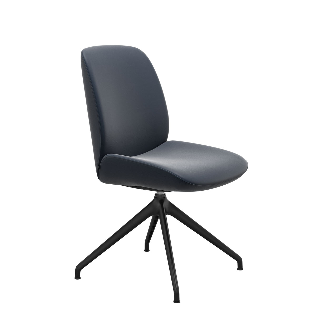 Bay Low Back Dining Chair - Paloma Oxford Blue - Matte Black - Armless