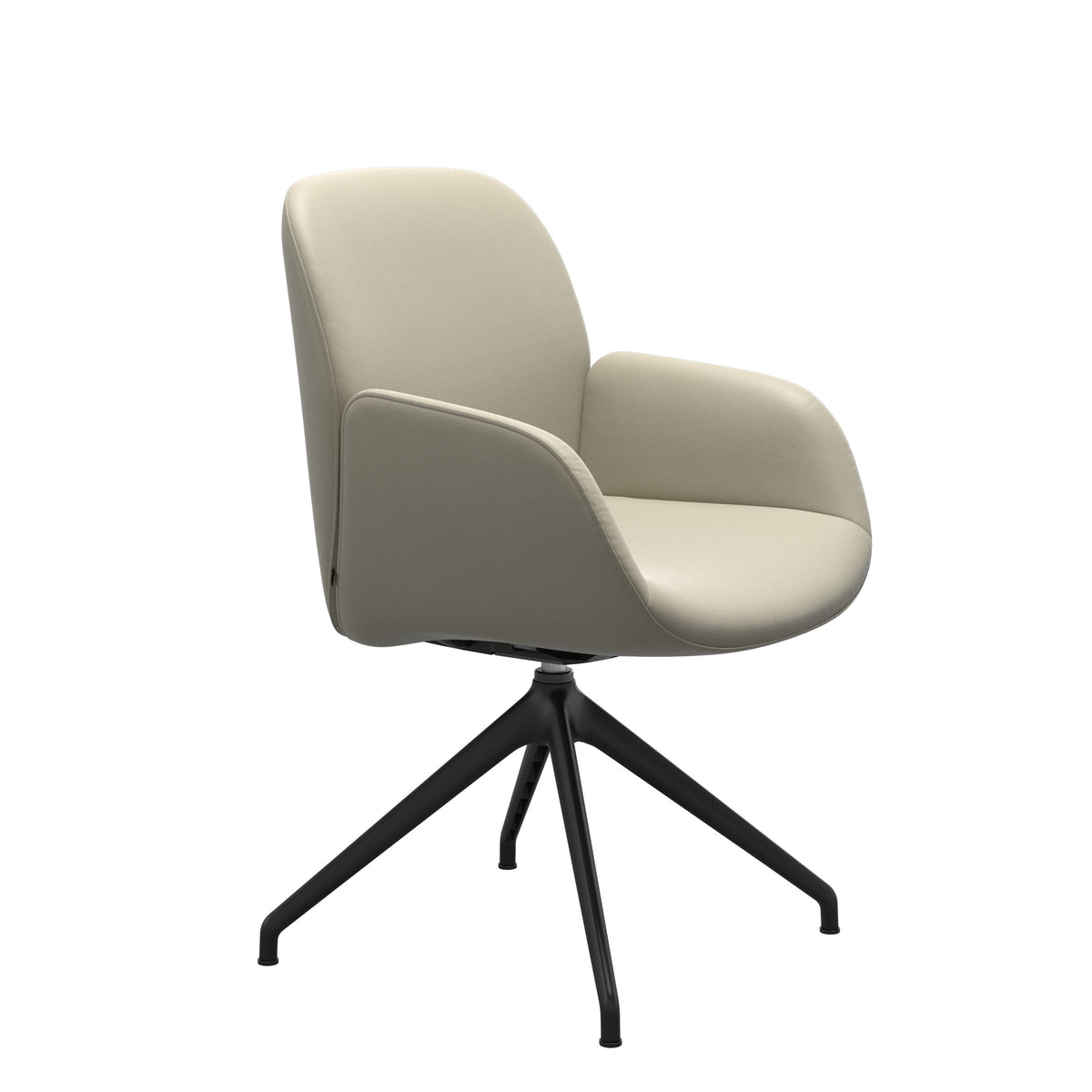 Bay Low Back Dining Chair - Paloma Light Grey - Matte Black - Armchair