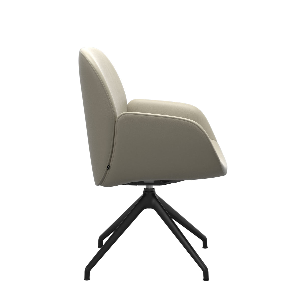 Bay Low Back Dining Chair - Paloma Light Grey - Matte Black - Armchair