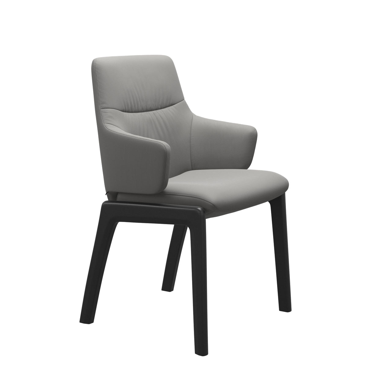 Stressless Mint Low Back Dining Chair with Vertical Legs (D100) in Paloma Silver Grey with Black legs, armchair, side view