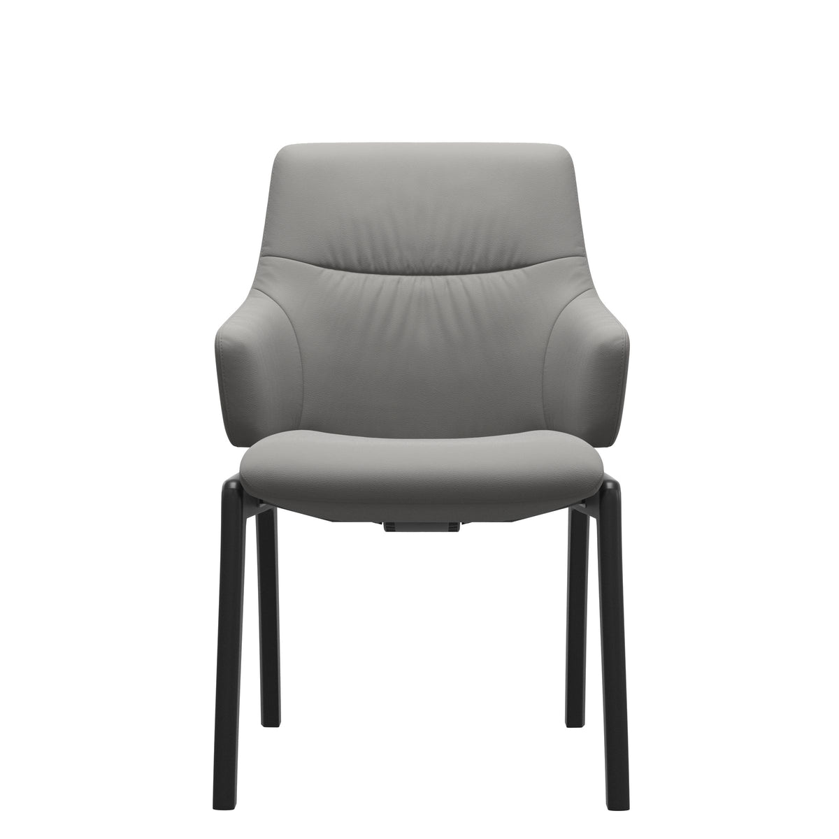 Stressless Mint Low Back Dining Chair with Vertical Legs (D100) in Paloma Silver Grey with Black legs, armchair, front view