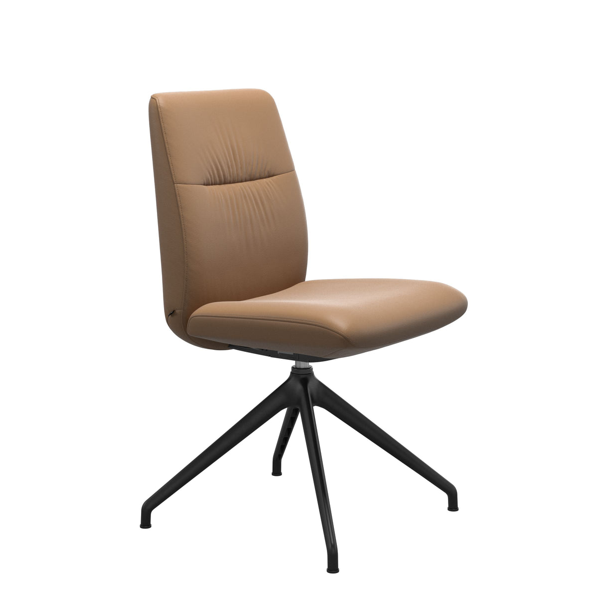 Mint Low Back Dining Chair - Paloma Taupe - Matte Black Swivel Base - Armless