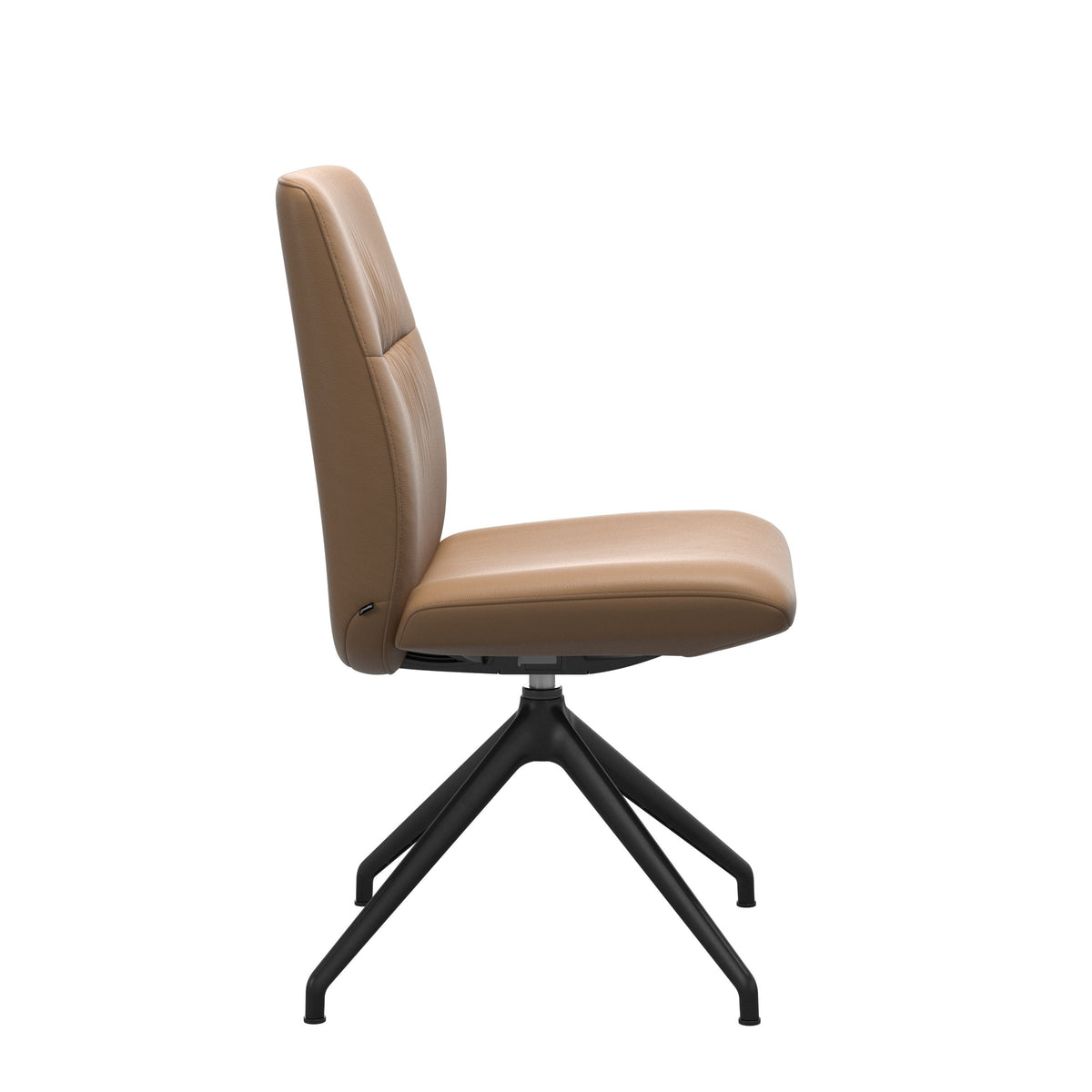 Mint Low Back Dining Chair - Paloma Taupe - Matte Black Swivel Base - Armless