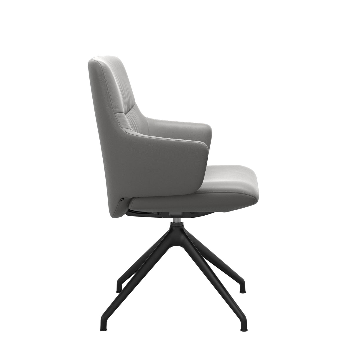 Mint Low Back Dining Chair - Paloma Silver Grey - Matte Black Swivel Base - Armchair