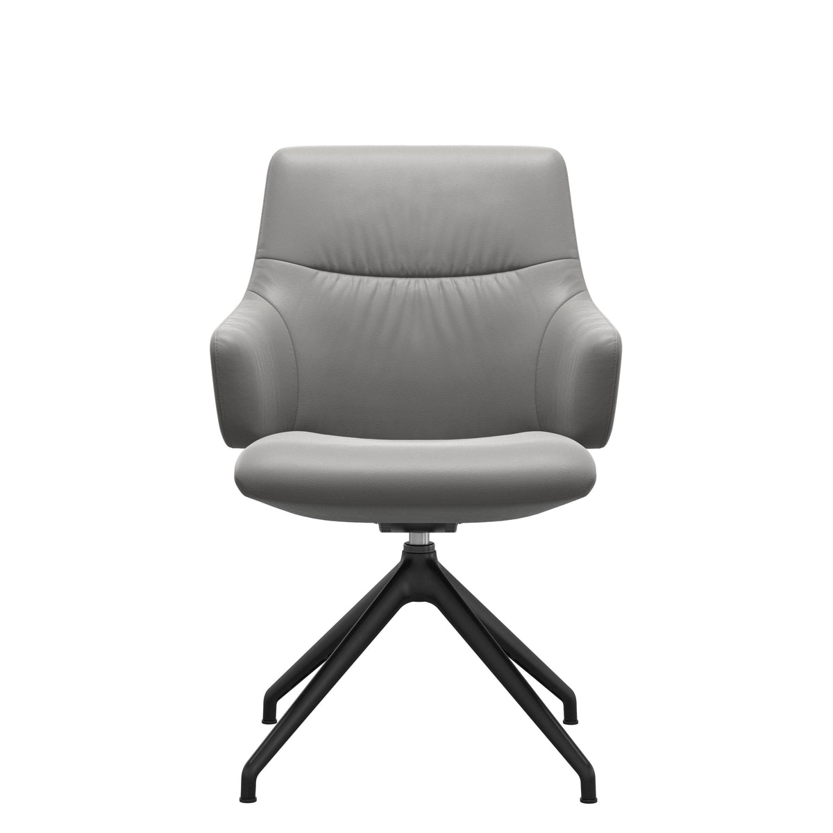 Mint Low Back Dining Chair - Paloma Silver Grey - Matte Black Swivel Base - Armchair