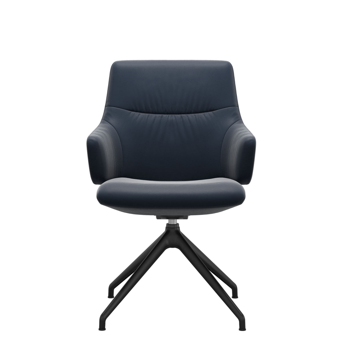 Mint Low Back Dining Chair - Paloma Oxford Blue - Matte Black Swivel Base - Armchair
