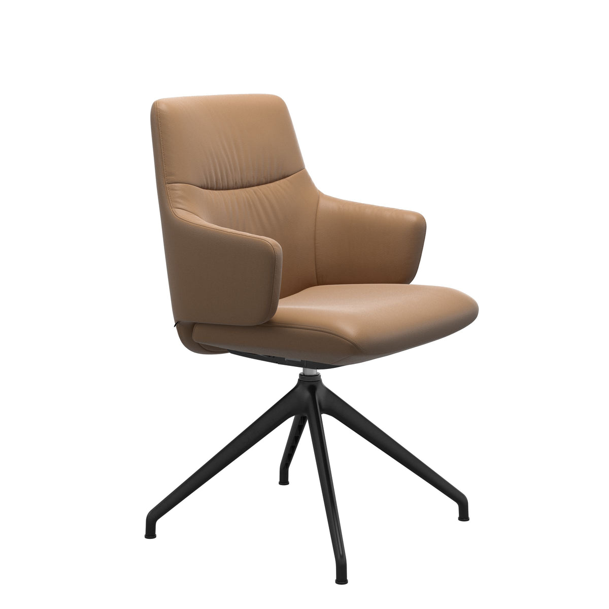Mint Low Back Dining Chair - Paloma Taupe - Matte Black Swivel Base - Armchair