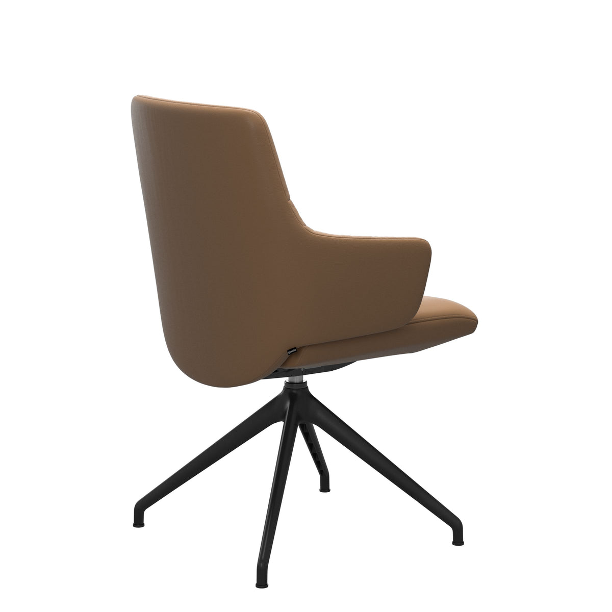 Mint Low Back Dining Chair - Paloma Taupe - Matte Black Swivel Base - Armchair