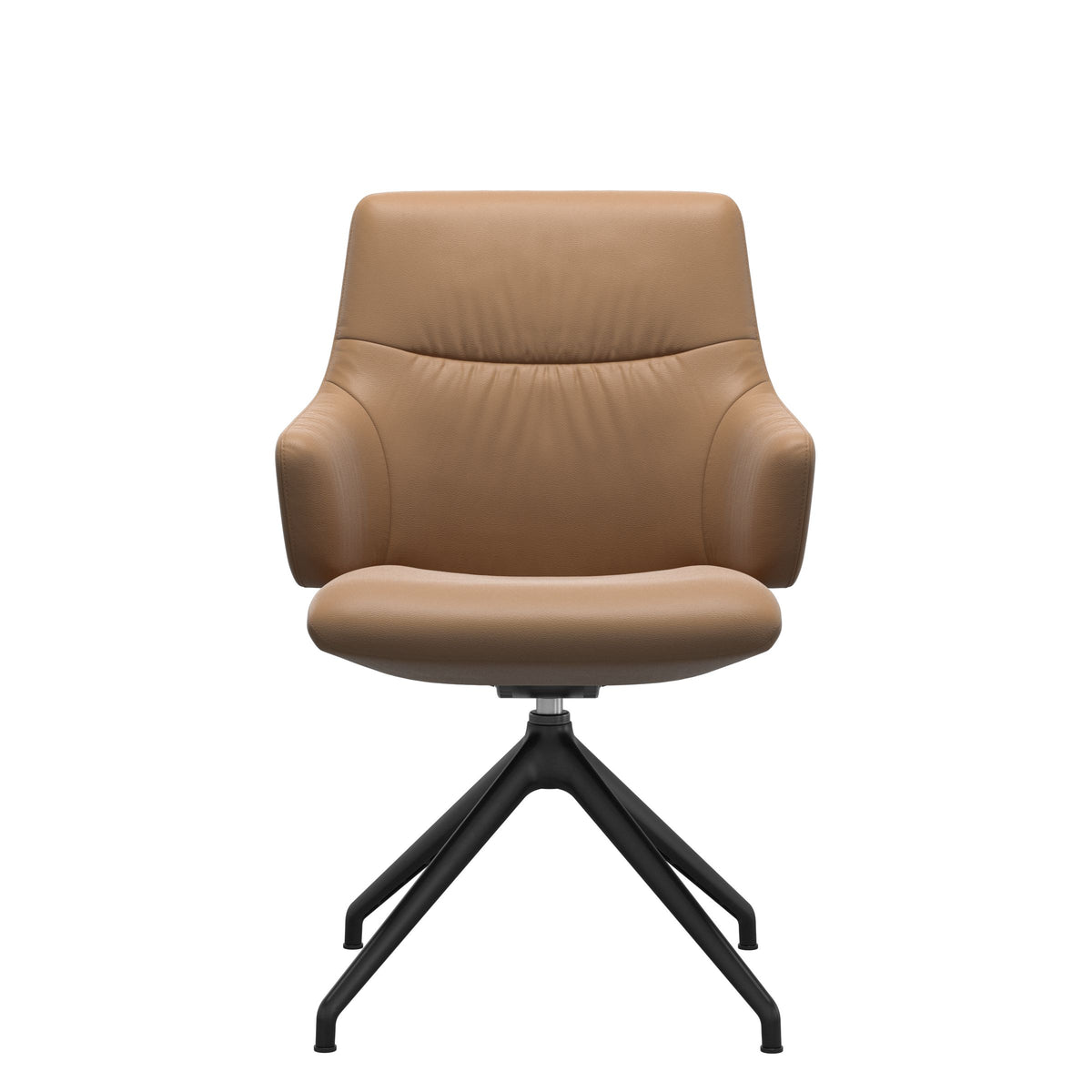Mint Low Back Dining Chair - Paloma Taupe - Matte Black Swivel Base - Armchair