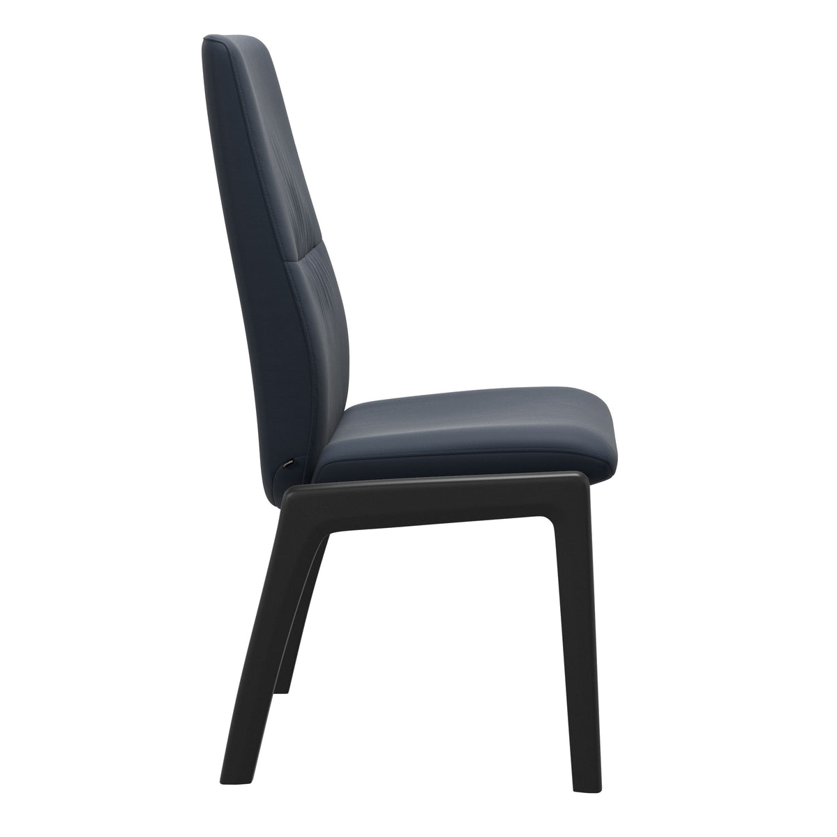 Mint High Back Dining Chair - Paloma Oxford Blue - Black Wood - D100 Armless