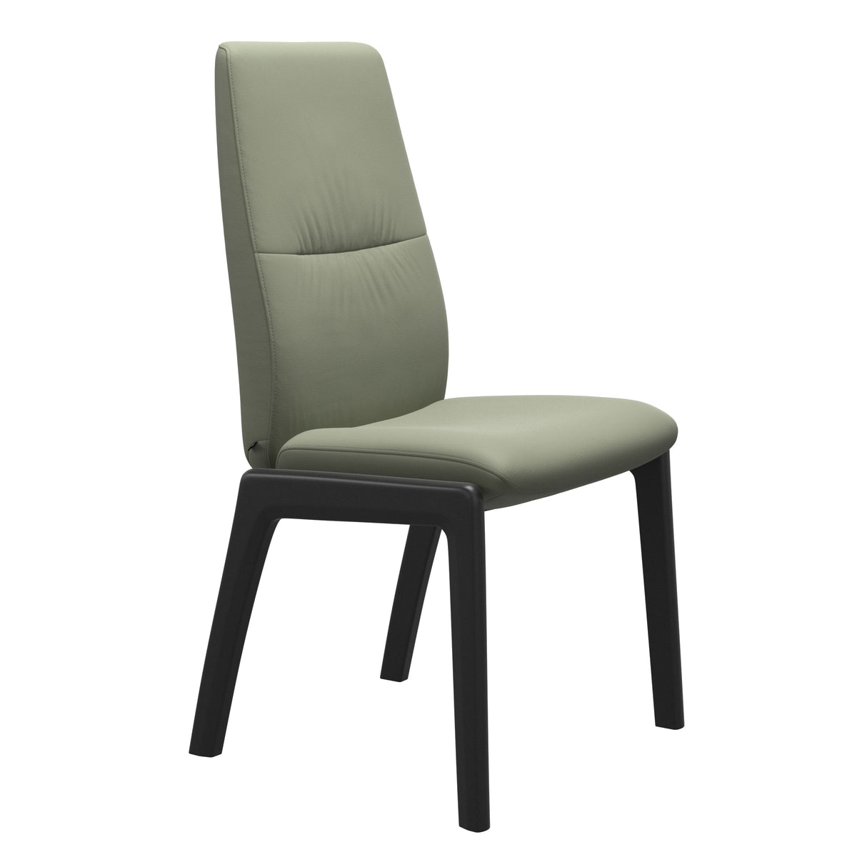 Mint High Back Dining Chair - Paloma Shadow Green - Black Wood - D100 Armless
